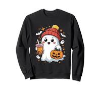 Fantasma di Halloween Kawaii con il tè Boba di zucca Felpa