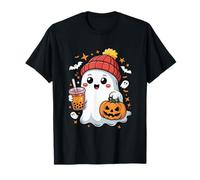 Fantasma di Halloween Kawaii con il tè Boba di zucca Maglietta