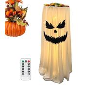 Fantasma Di Halloween LED Spettrali da 80 cm a Batteria con Telecomando | Porta Caramelle Fantasma Luminoso Halloween Per Casa Porta D'Ingresso Casa Infestata Giardino Patio Prato Festa Vacanze