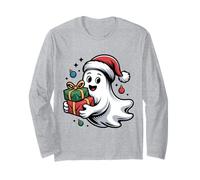 Fantasma di Natale Divertente con Cappello di Babbo Natale Maglia a Manica