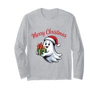 Fantasma di Natale Divertente con Cappello di Babbo Natale Maglia a Manica