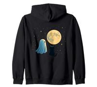Fantasma e Gatto sotto la Notte di Luna Piena Felpa con Cappuccio