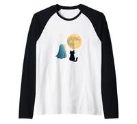 Fantasma e Gatto sotto la Notte di Luna Piena Maglia con Maniche Raglan