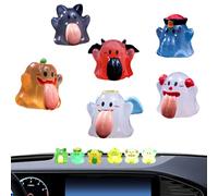 Fantasma Figurina | 6 Pezzi Decorazioni Fantasmi Luminose Al Buio per Interno Auto - Statua Halloween in Resina con Design Lingua Grande per Giardino Casa Scrivania Mensola Auto