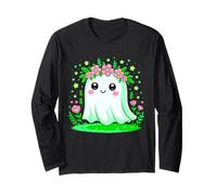 Fantasma Floreale Kawaii Halloween Apparizione spettrale Maglia a Manica
