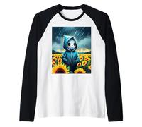 Fantasma Floreale Vintage Halloween Fantasma Girasole Campo Gotico Maglia con Maniche Raglan