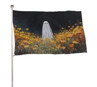 Fantasma Giallo Fiori Arancione Scuro Fantasia Bandiera 0,9 x 1,5 m Outdoor Giardino Bandiere Banner Decorazione Per Cortile Portico Prato Fattoria
