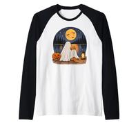 Fantasma Golden Retriever Scena di Halloween sul Lago con La Maglia con Maniche Raglan