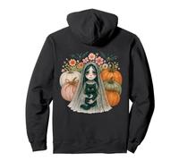 Fantasma Gotico Ragazza con Gatto zucche Vintage Halloween Felpa con Cappuccio