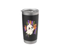 Fantasma Halloween Biblioteca Libri Lettura Autunno Bicchiere termico in acciaio inox doppia parete