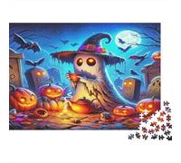 Fantasma Halloween Zucca Puzzle 1000 Pezzi Carta per Adulti Scena Notturna del Cimitero Gioco di Puzzle 1000 Pezzi Rilassamento Regalo 70x50cm/1000pcs