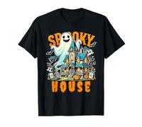 Fantasma Haunted House Midnight Spooky Ghost Vintage Halloween Maglietta