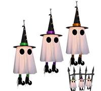 Fantasma Illuminato | Ornamento Horror Appendibile con Luce - Set Decorativo 3 Pezzi per Soggiorno Camera Giardino Albergo Festa Autunnale