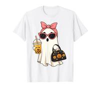 Fantasma Kawaii Bere Zucca Boba Tea Carino Fantasma Halloween Maglietta
