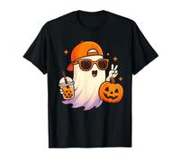 Fantasma Kawaii Bere Zucca Boba Tea Carino Fantasma Halloween Maglietta