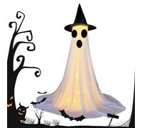 Fantasma Luminoso Esterno | Decorazione Esterna Spaventoso Fantasma con Luci Telecomando e Cappello | Atmosfera per Feste Interne ed Esterni Decorazione Giardino Soggiorno Scappatoia