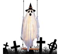 Fantasma Oscillante Con Il Cappello Della Farfalla | Grande Arredamento Da | Accessori Di Halloween Per Casa Infestata All'aperto | Per Cortile Interno, Recinzione Prato, Portico, Albero, Parete