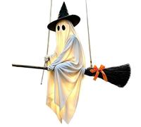 Fantasma Oscillante Illuminato per Halloween,Telecomando Decorazione Halloween Illuminata,Ornamento Fantasma Volante - per Giardino, Cortile, Patio, Casa Infestata, Prato, Terrazzo, Porta d'Ingresso