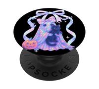 Fantasma pastello che tiene il gatto Halloween Carino Spooky Coquette PopSockets PopGrip Adesivo