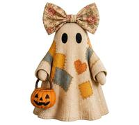 Fantasma Patchwork Decorazione di Halloween con secchiello di zucca Figurina da tavolo Fantasma Vintage Decorativa per la decorazione di centrotavola per mensola del caminetto per feste in casa (A)