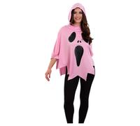 Fantasma Poncho Screamer Rosa Viso Donna Ragazze Halloween Costume Mantella