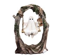 Fantasma su altalena d'albero, simpatica statua da appendere, decorazione di Halloween, fantasma spaventosa decorazione di Halloween per la scrivania, spirito di libreria su altalena