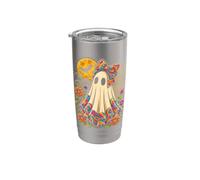 Fantasma Tie Dye Fiocco Floreale Halloween Luna Design Donne Ragazze Bicchiere termico in acciaio inox doppia parete