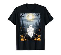 Fantasma Vintage Oscillante nella Foresta Notte Halloween Flore Maglietta