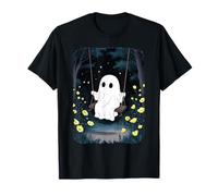Fantasma Vintage Oscillante nella Foresta Notte Halloween Flore Maglietta
