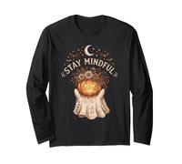 Fantasma Zucca Fiore Camicia Halloween Boho Luna Pipistrelli Calma Maglia a Manica