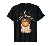 Fantasma Zucca Fiore Camicia Halloween Boho Luna Pipistrelli Calma Maglietta