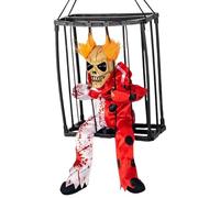Fantasmi appesi di Halloween, occhi illuminati che suonano scheletro | Decorazioni animatroniche sospese in gabbia con occhi lampeggianti e suoni urlanti per feste di Halloween e case stregate;.N