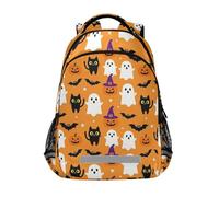 Fantasmi arancioni e gatti Halloween carino zaino per ragazze con grande bookbag per libri borse ragazze adolescenti ragazzi mochilas para ni as de 10 a os