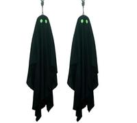 Fantasmi da appendere per Halloween, decorazioni per esterni con occhi che si illuminano al buio, 2026 nuovo fantasma in tessuto nero da 109,2 cm con spettrali occhi verdi horror fantasmi da appendere