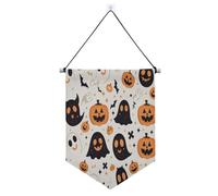 Fantasmi dei cartoni animati Zucca Scheletri Bianco da appendere alla parete banner banner bandiere bandiere all'aperto patio arredamento per ufficio, scuola, aula, dormitorio, banderine per la casa