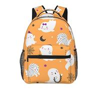Fantasmi di Halloween Simpatici ragnatele Stelle Lune Elegante borsa zaino casual per le donne Zaini per laptop personalizzati con tasche multiple Zaino per computer per lavoro Viaggi d'affari