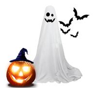 Fantasmi in tessuto bianco illuminati per Halloween, decorazioni fantasma per Halloween - Grande decorazione da portico fantasma - Decorazione per esterni spaventosa con luci LED per casa