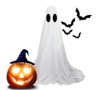 Fantasmi in tessuto bianco illuminati per Halloween, decorazioni fantasma per Halloween | Grande decorazione di portico fantasma, decorazione esterna spaventosa con ghirlande luminose a LED per casa h