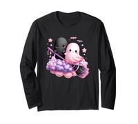 Fantasmi Kawaii su Nuvola con Scopa Maglia a Manica