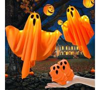 Fantasmi Luminosi da Appendere per Halloween, 2 Pezzi Fantasma di Halloween Appeso con Luce a LED, Manica a Vento Fantasma di Hallo-ween, per Anteriore Yard, Giardino