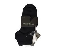 Emporio Armani Calzini Casual da Uomo, Confezione da 3 Sneaker, Blu Marino/Bianco/Grigio mélange, S/M