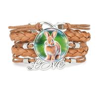 Fantastic Projection Rabbit Love Bracciale Regolabile In Pelle Intrecciata
