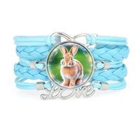 Fantastic Projection Rabbit Love Bracciale Regolabile In Pelle Intrecciata