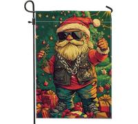 Fantastica bandiera da giardino con Babbo Natale, bandiera decorativa rossa e verde, bandiera natalizia per esterni, bandiera natalizia per patio, prato, 30,5 x 45,7 cm