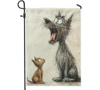 Fantastica bandiera da giardino con cani e gatti, nero e marrone chiaro, decorazione per la casa, per tutte le stagioni, decorazione per prato all'aperto, regalo per gli amanti degli animali, 30,5 x