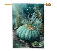 Fantastica bandiera da giardino con zucca color foglia di tè, decorazione botanica autunnale, striscione da cortile in iuta su entrambi i lati, decorazione stagionale per esterni, 71 x 101 cm