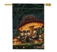 Fantastica bandiera da giardino, creature della foresta notturna sotto i funghi, striscione decorativo da cortile su entrambi i lati, decorazione per prato all'aperto per vacanze 71 x 101 cm