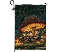 Fantastica bandiera da giardino, creature notturne della foresta sotto i funghi, striscione decorativo su entrambi i lati, decorazione per prato all'aperto per vacanze 30,5 x 45,7 cm