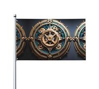 Fantastica bandiera Steampunk con ingranaggi. Bandiera da giardino per esterni 0,9 x 1,5 m, striscione in poliestere con stampa vivida, facile da appendere per feste in cortile e campeggio.