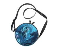 Fantastica borsa a tracolla rotonda in tela con drago di mare profondo